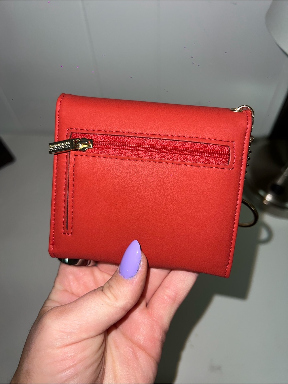 Compact Red Envelope Wallet with Keyring - Picture 2 of 4